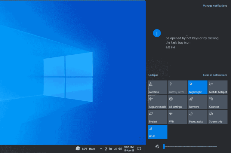 how to open action center in windows 10 Shortcut